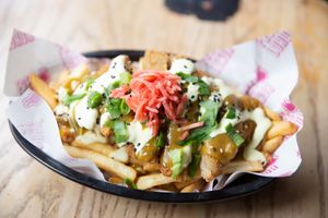 Freeloada Vegan Junk Food @ East Street Tap: Katsu Loaded Fries at Freeloada  in Brighton