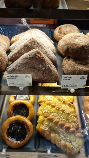 selection of vegan doughnuts at Nurmi & Sulonen in Turku