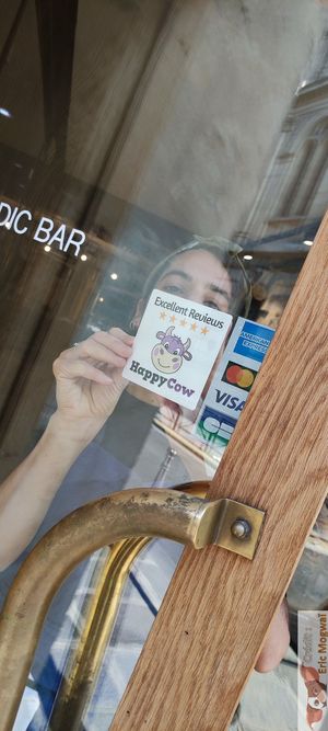 happycow stickers being positioned! at Naya Studio in Paris