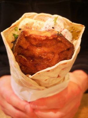 Aubergine and Falafel Wrap at King Falafel in Oslo