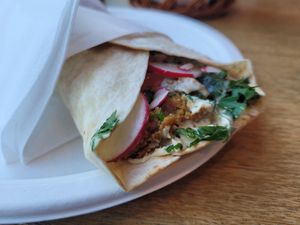 Falafel and hummus at King Falafel in Oslo