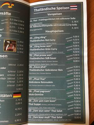 menu at Watchara's Werber Eck in Waldeck