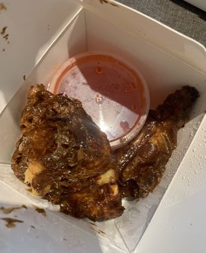 Fried Chicken Drumsticks W/ Plum Sauce at Wawin Vegan Chinese in Leeds