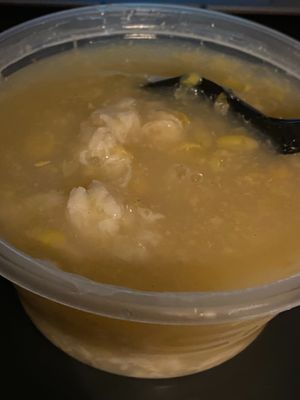 Mock Chicken & sweetcorn soup  at Wawin Vegan Chinese in Leeds