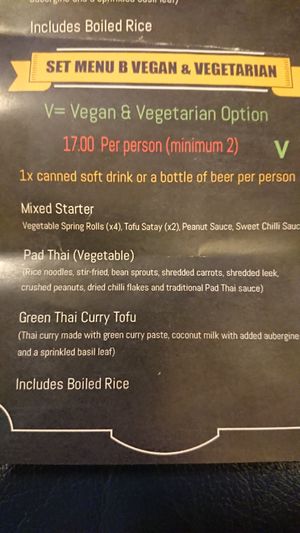 Vegan set menu at Thaitastic in Llandudno
