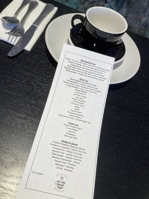 Tea list  at Drink Me Tea Room in Tempe