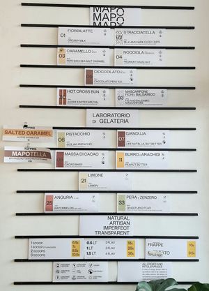 gelato menu at Mapo in Newtown