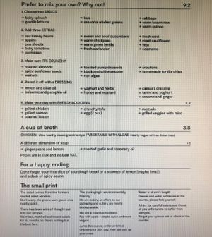 english menu at BIFE in Ljubljana