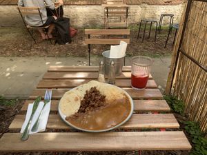 In their lovely courtyard   at Shromaždiště in Prague