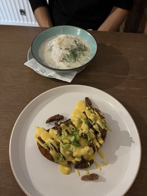 Kulajda and deep fried bread  at Shromaždiště in Prague