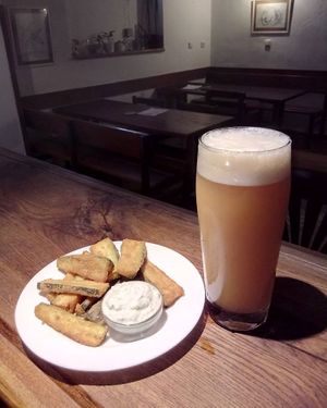 Fried zukini with beer at Shromaždiště in Prague