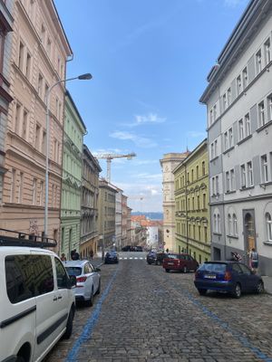 The street and hill the restaurant is on   at Shromaždiště in Prague