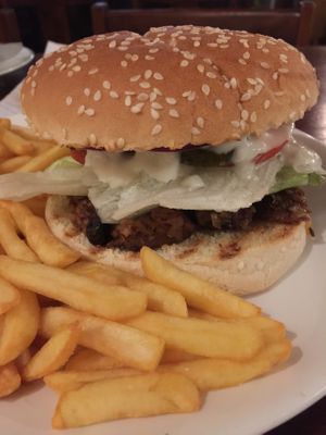 Meaty burgers at Shromaždiště in Prague