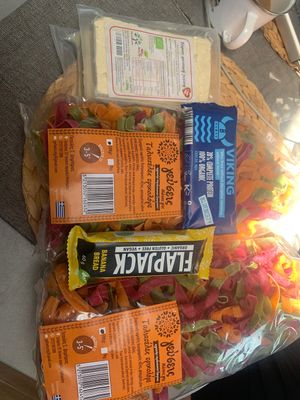 Plain Tofu, bars and noodles as presents for the family;)  at Just Vegan in Kalamata