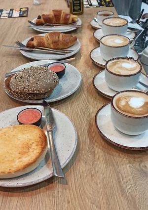 Tomate Toast, Croissants and coffee  at Mango con Sal in Sevilla