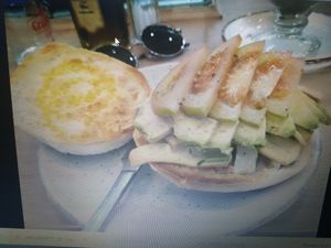 Tofu and tomate toast.  at Mango con Sal in Sevilla
