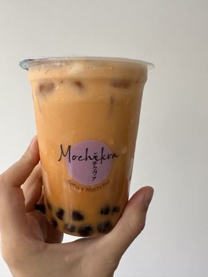 Thai tea with soy milk and whipped cream   at Mochikva in Tel Aviv