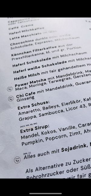 Vegane Getränke  at Amadeo in Bad Reichenhall