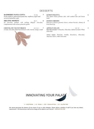 Menu July 2020 part 2. Dessert. Choc Velvet Delice, just saying! at Six in Brighton