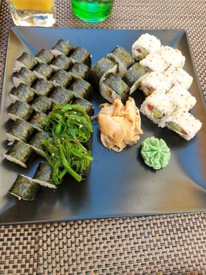 Vegetarian plate for 2. Be cautious with green cream, it is vasabi. at Panda Sushi in Zadar
