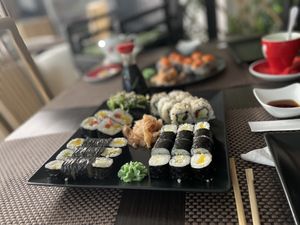 Vegan sushi plate. (originally vegetarian. Asked for no mayo or cream cheese)  at Panda Sushi in Zadar