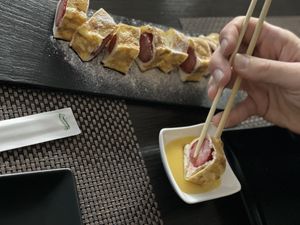 Sweet sushi. This one was not vegan! But very tasty.  at Panda Sushi in Zadar