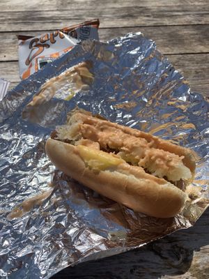 Reuben hot dog  at Peace Love Coffee in St Charles