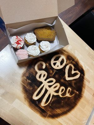 Cupcakes and spice bread  at Peace Love Coffee in St Charles