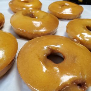 House baked 100% Vegan PB & J donuts! We go nuts! at Peace Love Coffee in St Charles