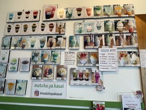 Menu on wall  at Matcha-Ya in Kapaa