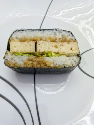 Tofu with sauce Onigirazu at Matcha-Ya in Kapaa