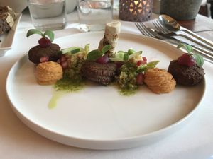 Falafel, hummus and tabouleh starter at Bombarino in Valkenburg