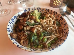 Vegan ramen with tofu at Bombarino in Valkenburg