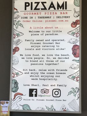 Sign outside  at Pizzami Gourmet Pizza Bar in Peregian Beach