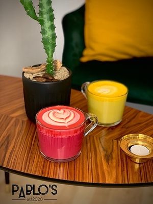 Beetroot latte  at PABLO'S in Viborg