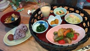 Lunch set with dessert must be reserved at least two days in advance. at Naramachi Vegan Nabi in Nara