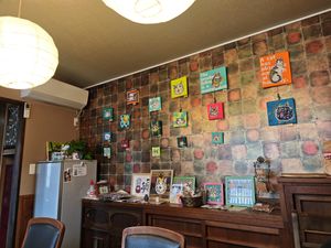 Inside with a cat thematic! at Naramachi Vegan Nabi in Nara