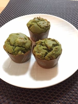 Gluten-free, rice powder Matcha muffins  with Sakekasu (rice wine lees). at Naramachi Vegan Nabi in Nara