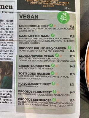 vegan menu at Aan de Gracht in Elburg