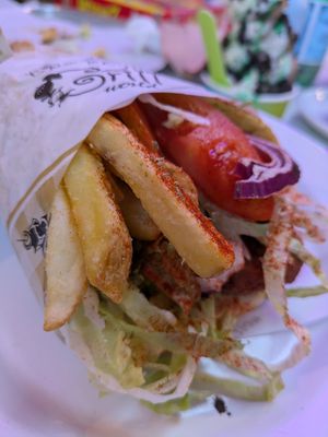 Greek falafel wrap at Cutlery Works in Sheffield
