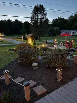 Goldfish pond. at Blueberry Haus in Guilford