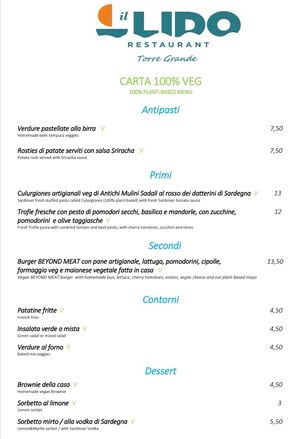 carta veg at Il Lido  in Oristano