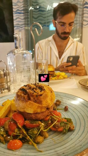 Beyond meat burger at Il Lido  in Oristano