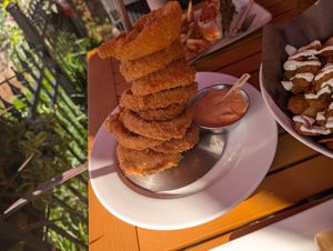 Foot long onion rings at Moose Winooski's in Kitchener