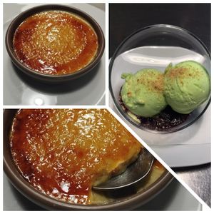 Crema catalana casolana y heladito de pistacho 🍦 at Cal Blasi in Berga