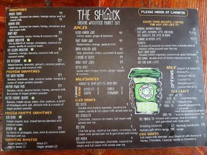 Menu at The Shack in Monterey