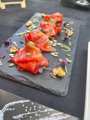 Vegan jamon. Incredibly beautiful abs delicious. I’ve never had anything like it!  at Go Vegan by Adrian Muser in Altea