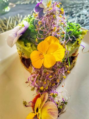 Tartar Taste of the Sea...Flowers
 at Go Vegan by Adrian Muser in Altea