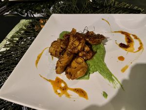 Heura meat with a kale and truffle base  at Go Vegan by Adrian Muser in Altea