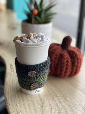 Pumpkin Spice Latte, organic and of course vegan coconut whipped cream! at Evolve Juice & Smoothie Bar in Keego Harbor